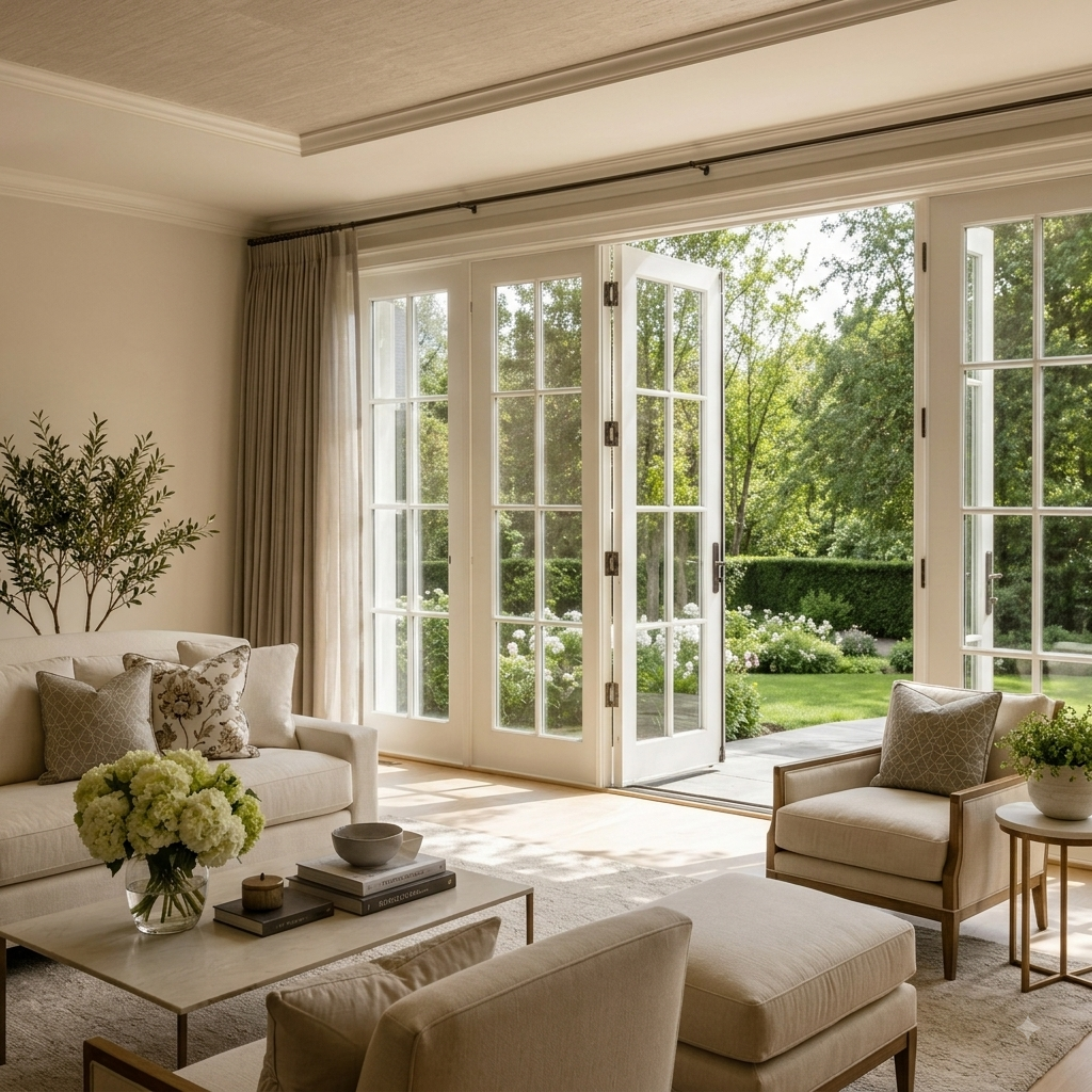 Beautiful French windows in a modern home