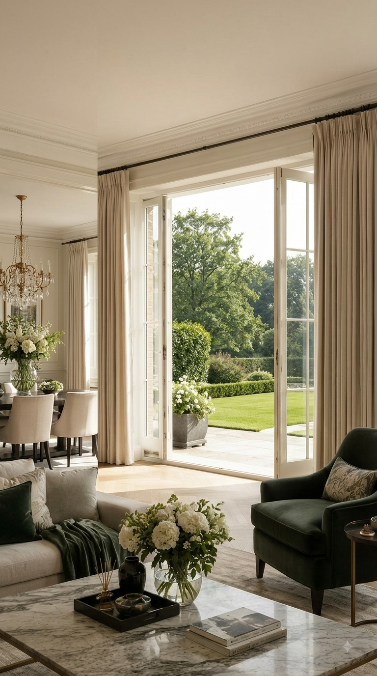 French windows in living room