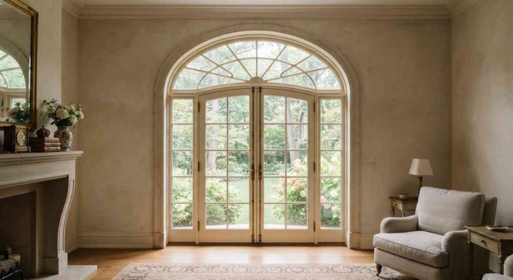 arched French window design in a traditional home