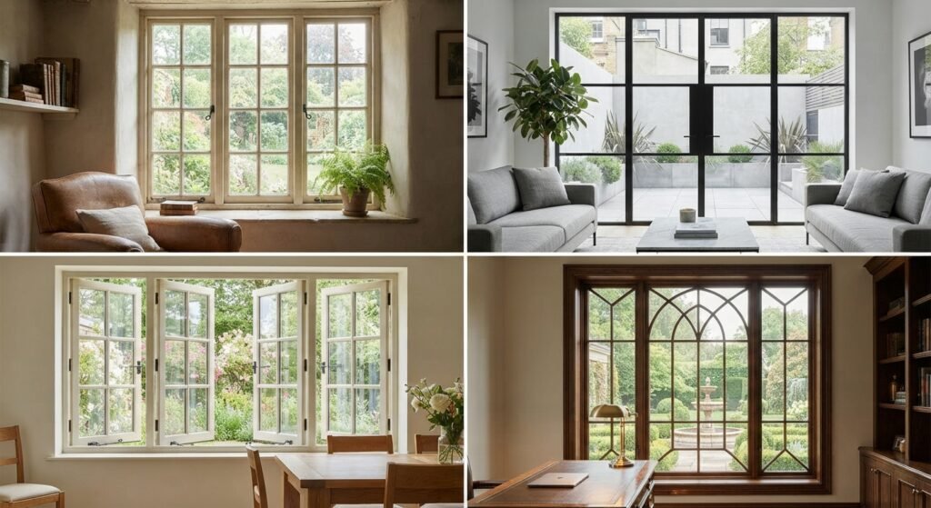Different French pane window styles