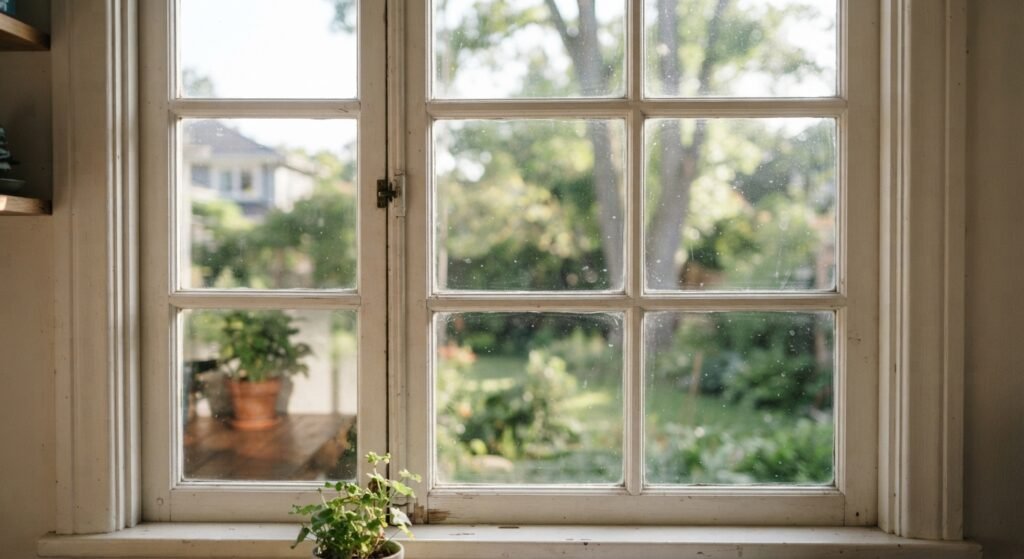 French window panes with muntins and window grids