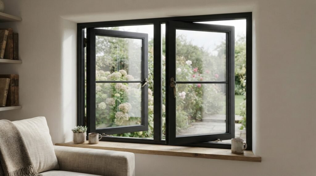 How a French casement window opens from the center
