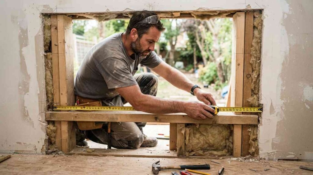 Measuring a rough opening before fitting French windows
