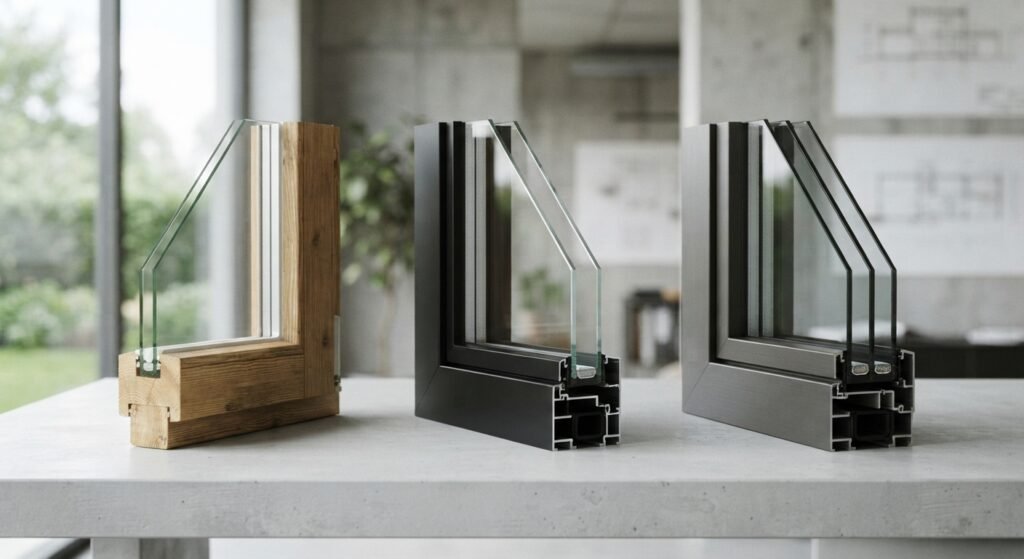 Single double and triple glazed window glass