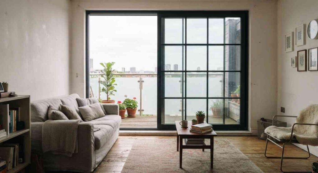 sliding French window design for a small modern space